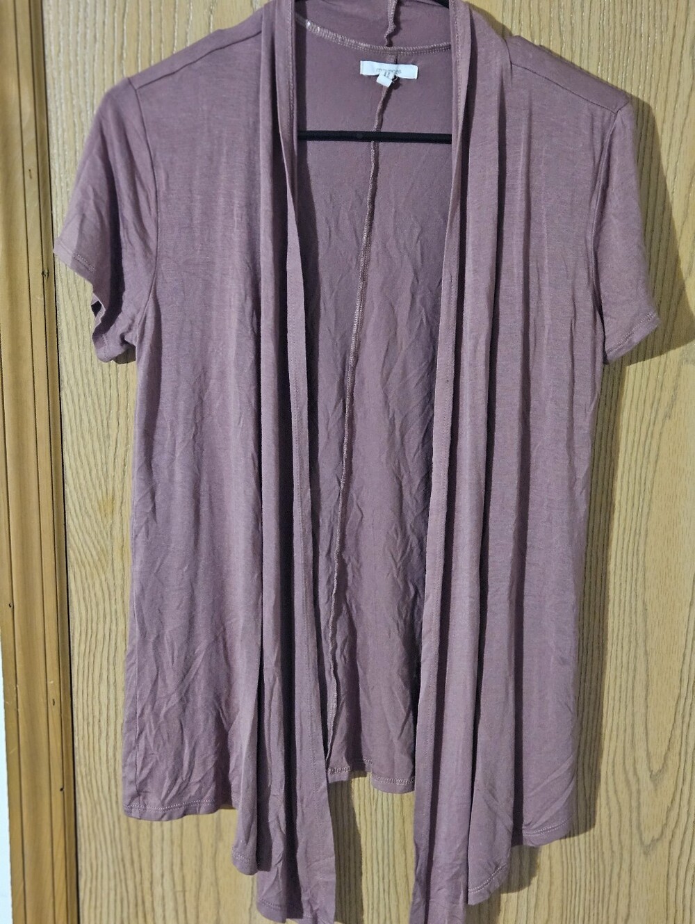 Maurices Short Sleeve Open-Front Cardigan in Dusty Mauve